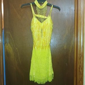 Yellow Fringe w/ beads Dress